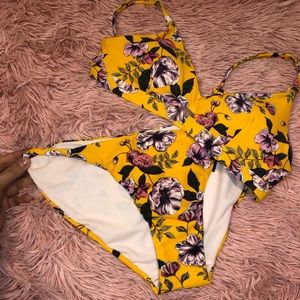 2 piece bathing suit with floral print